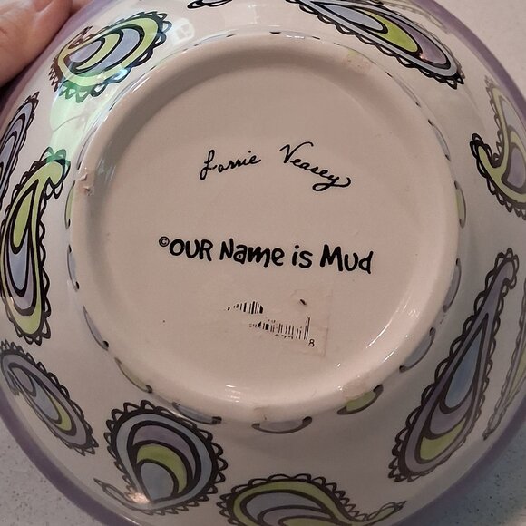 Lorrie Veasey Our Name is Mud Purple Paisley Feline Groovy Bowl - Picture 6 of 14